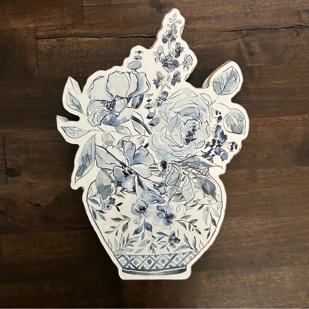 By Kathy • “Blue Florals” Wood Decor
